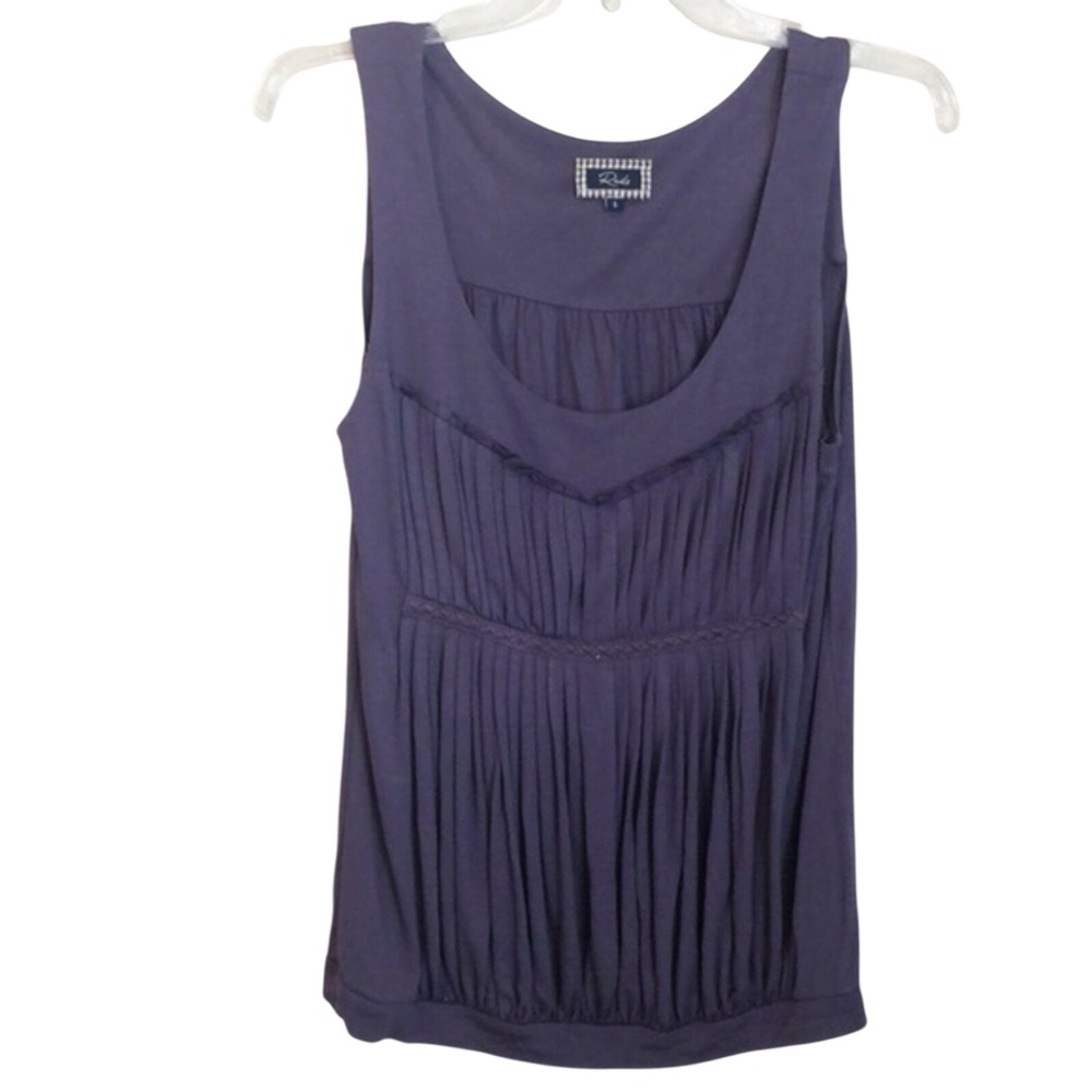 Rails Womens Pleated Ruffle Trim Sleeveless Tank Top Purple Size Small